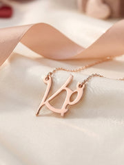Rose Gold Plated Silver Name Pendant With Chain for Women