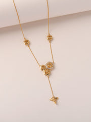 Natural Citrine Bee Design Silver Necklace