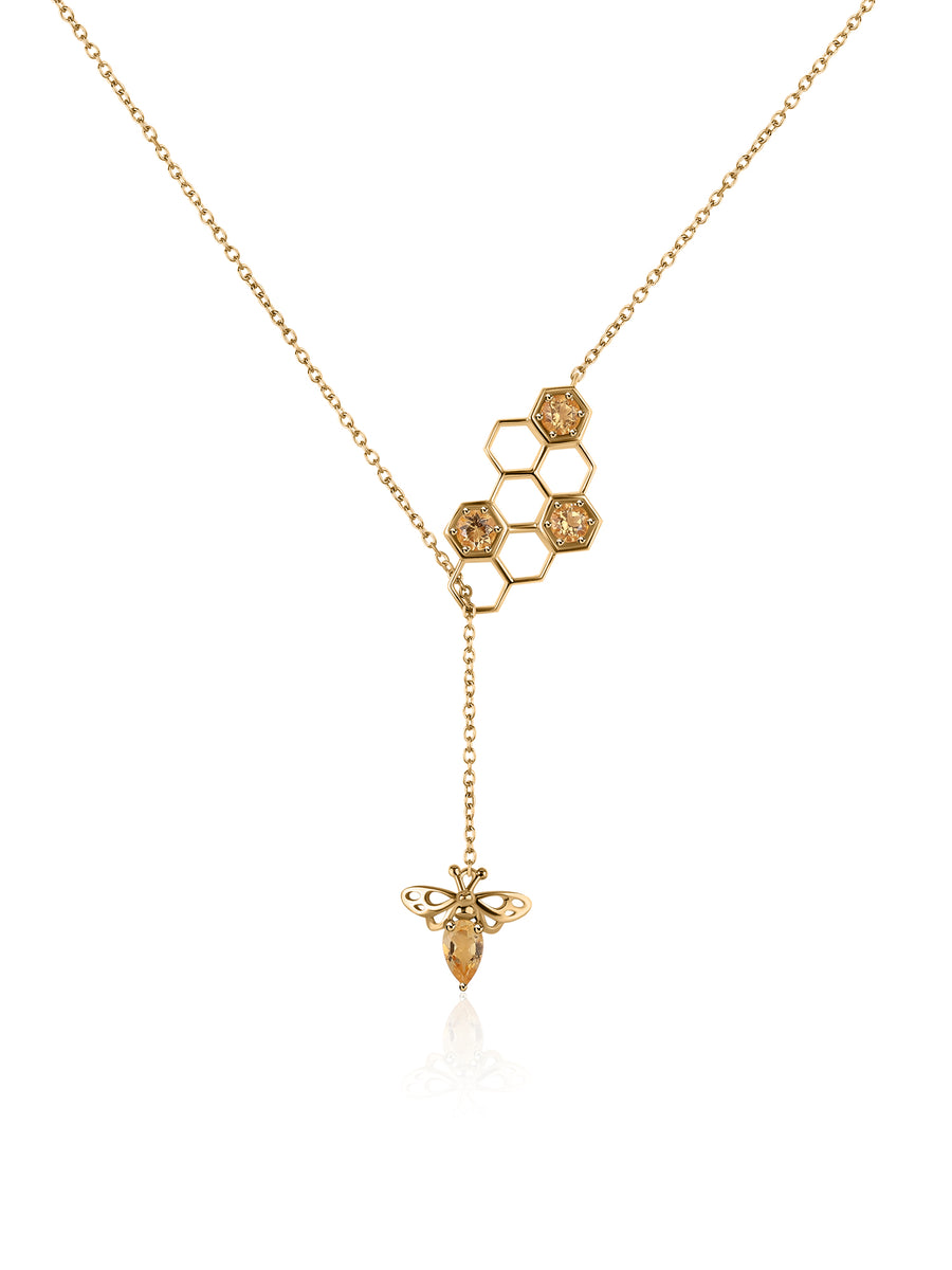 Golden Hive Honeycomb Necklace in Silver