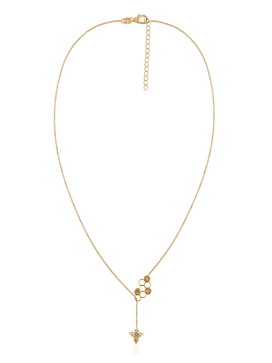 Golden Hive Honeycomb Necklace in Silver