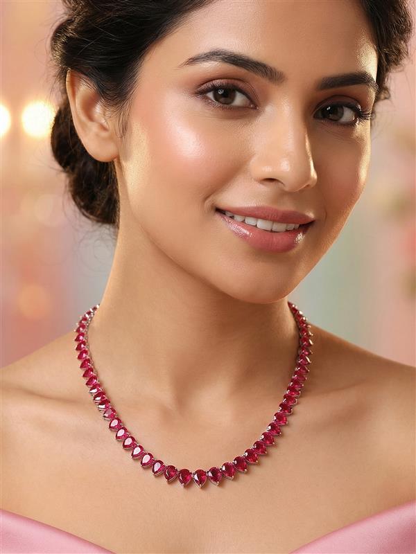 Crimson Royale Ruby Silver Necklace