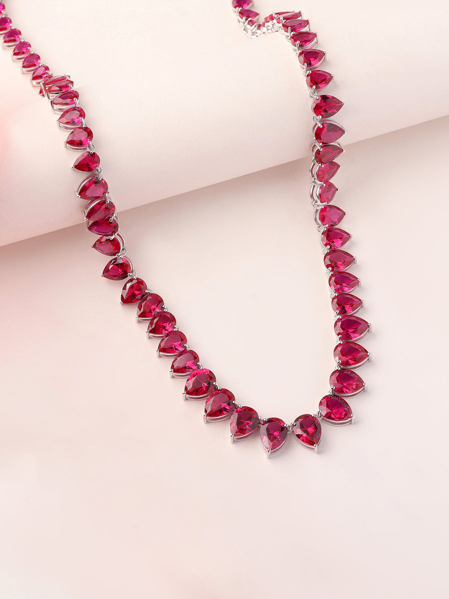 Crimson Royale Ruby Silver Necklace