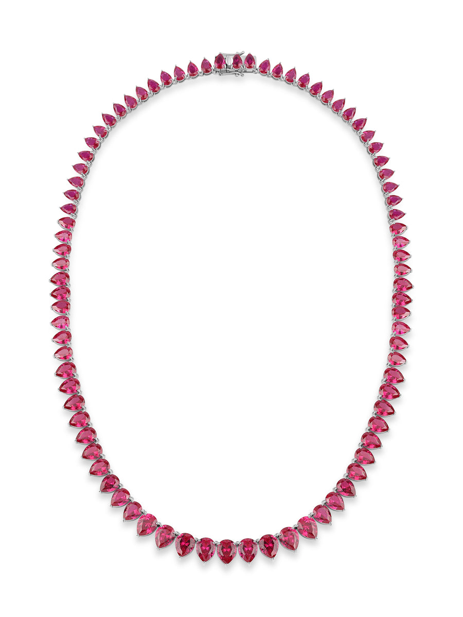 Crimson Royale Ruby Silver Necklace