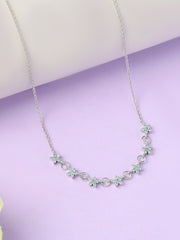 Azure Bloom Silver Necklace with Aqua Blue Stones