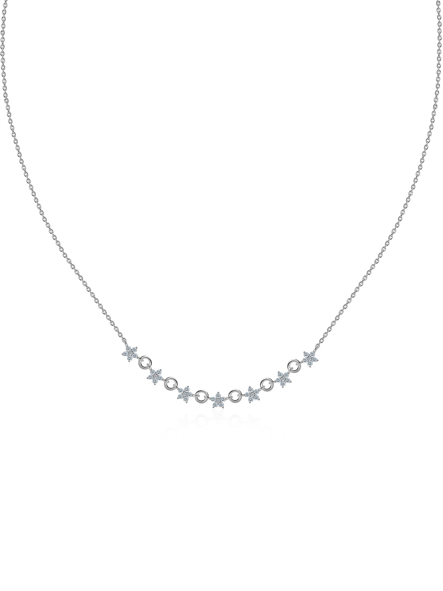 Azure Bloom Silver Necklace with Aqua Blue Stones