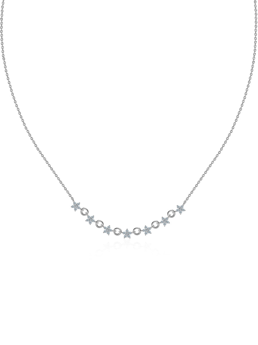 Azure Bloom Silver Necklace with Aqua Blue Stones