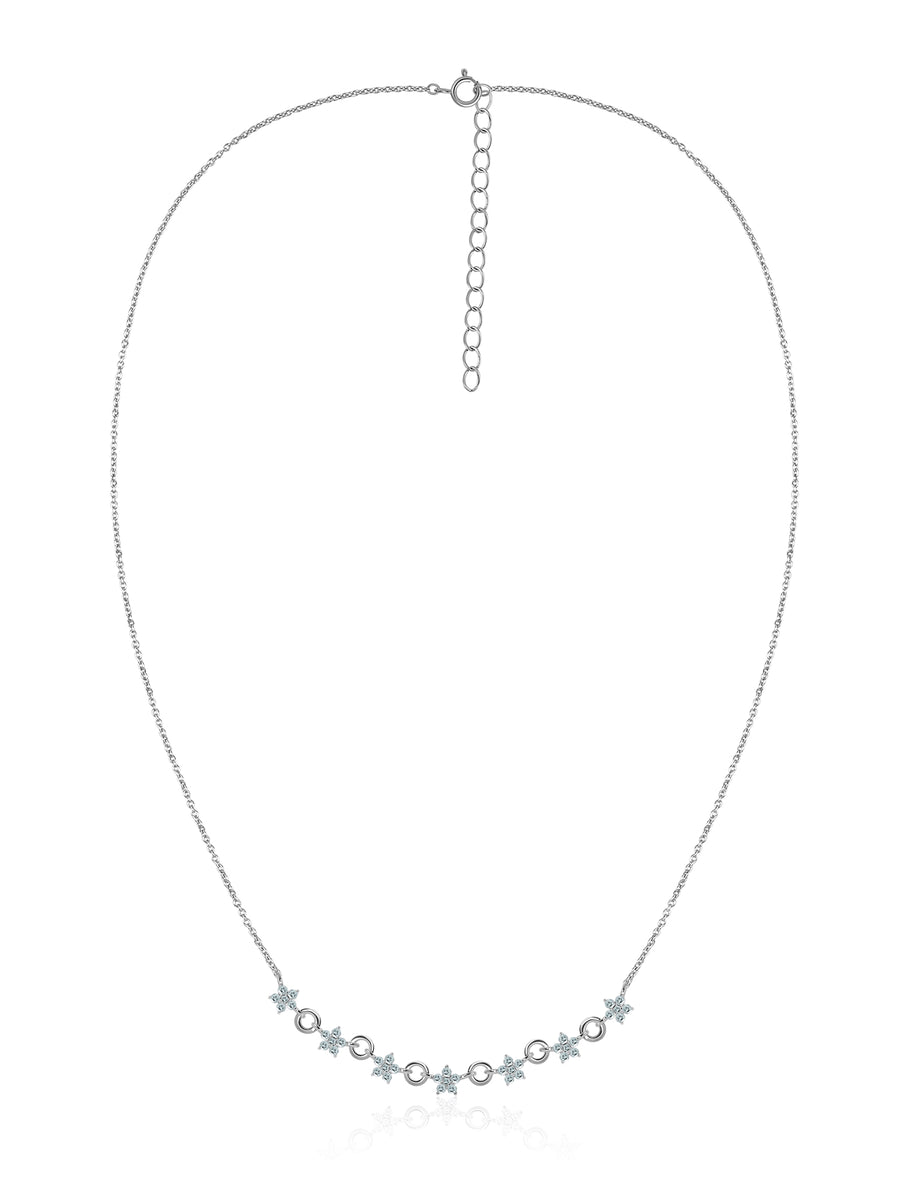 Azure Bloom Silver Necklace with Aqua Blue Stones