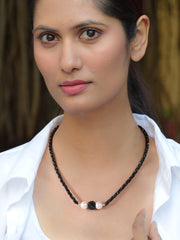 Black Spinel & White Pearl Necklace