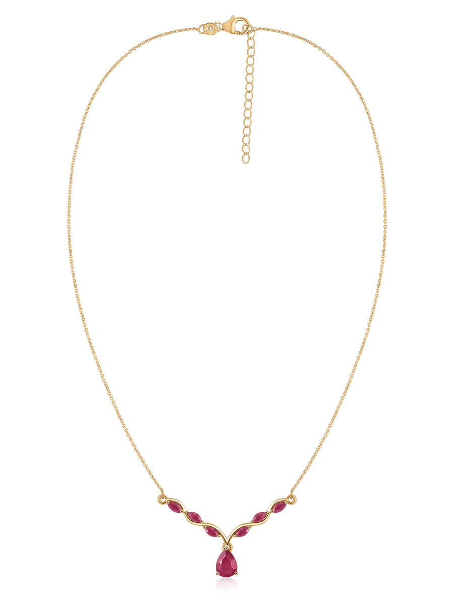 Royal Cascade Thai Ruby Silver Necklace