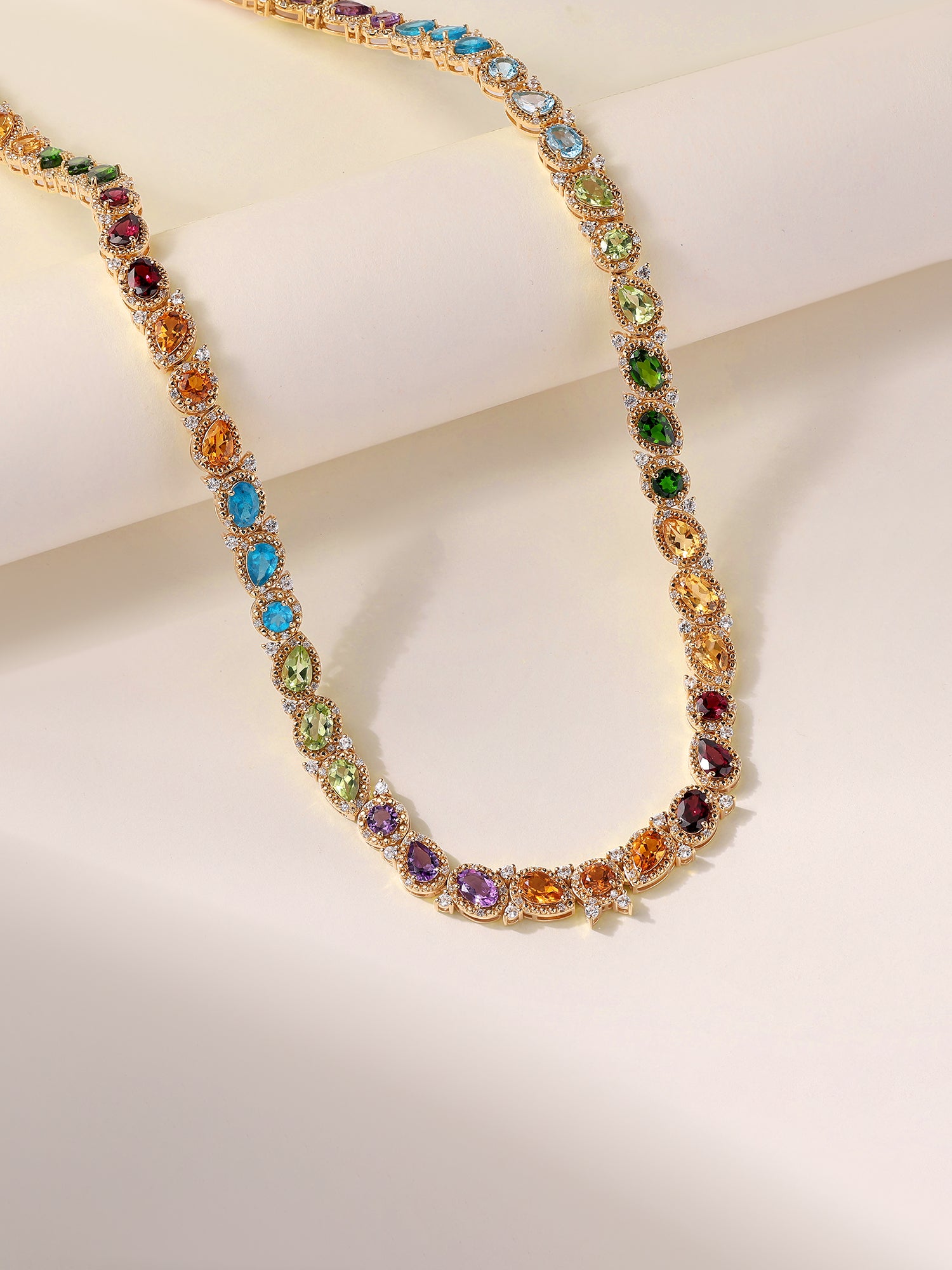 Natural Multi-Gemstone Silver Necklace