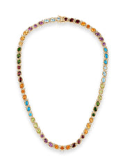 Natural Multi-Gemstone Silver Necklace