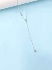Elegant Teardrop Lariat Necklace in Silver
