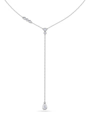 Elegant Teardrop Lariat Necklace in Silver