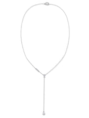 Elegant Teardrop Lariat Necklace in Silver