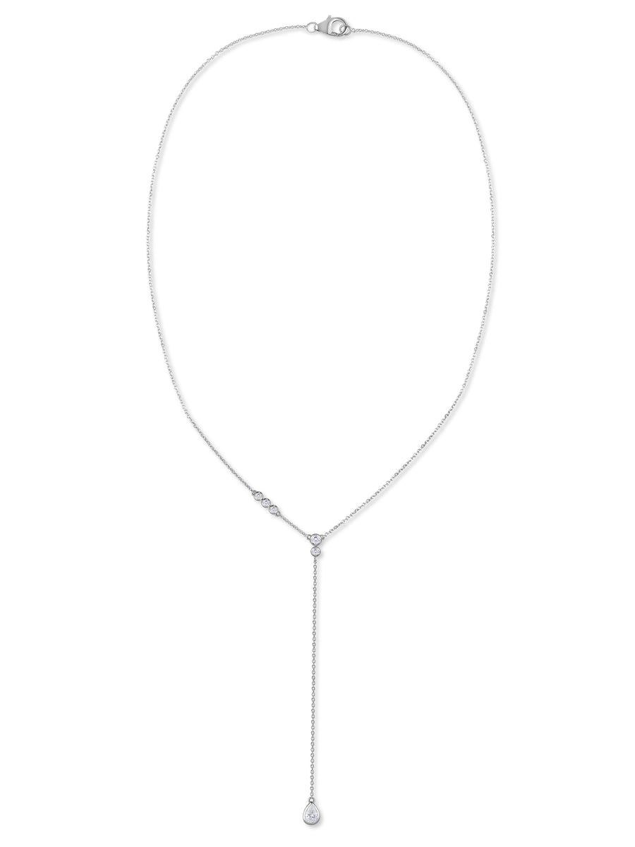 Elegant Teardrop Lariat Necklace in Silver