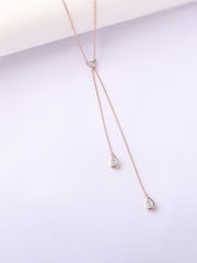 Elegant Y Drop Necklace in Rose Gold Finish
