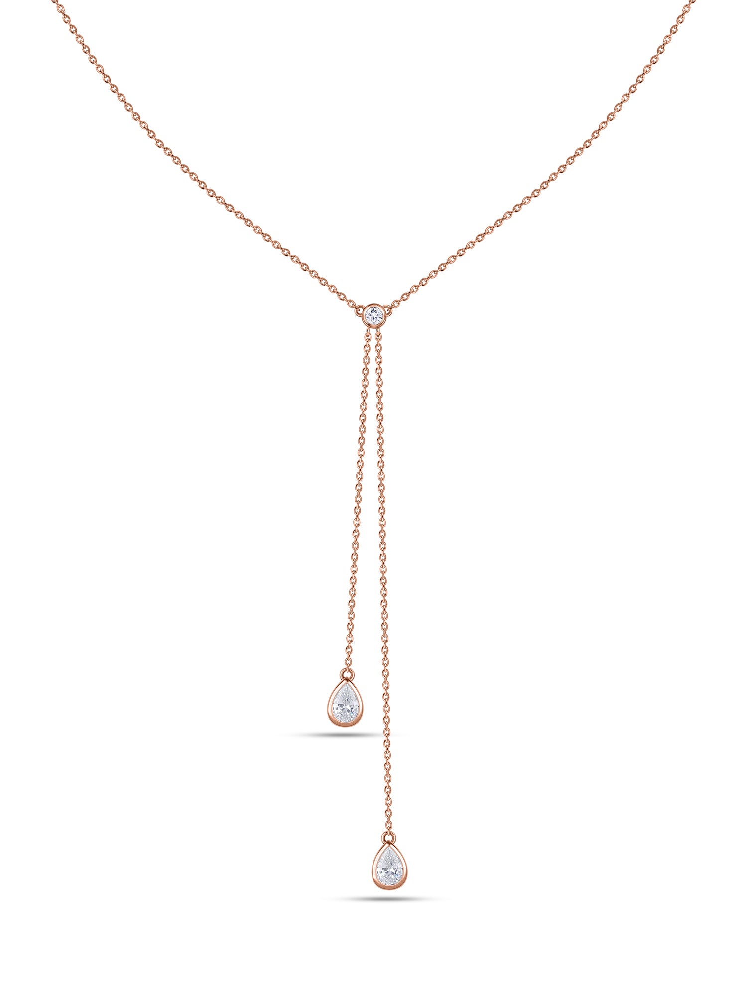 Elegant Y Drop Necklace in Rose Gold Finish