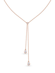 Elegant Y Drop Necklace in Rose Gold Finish
