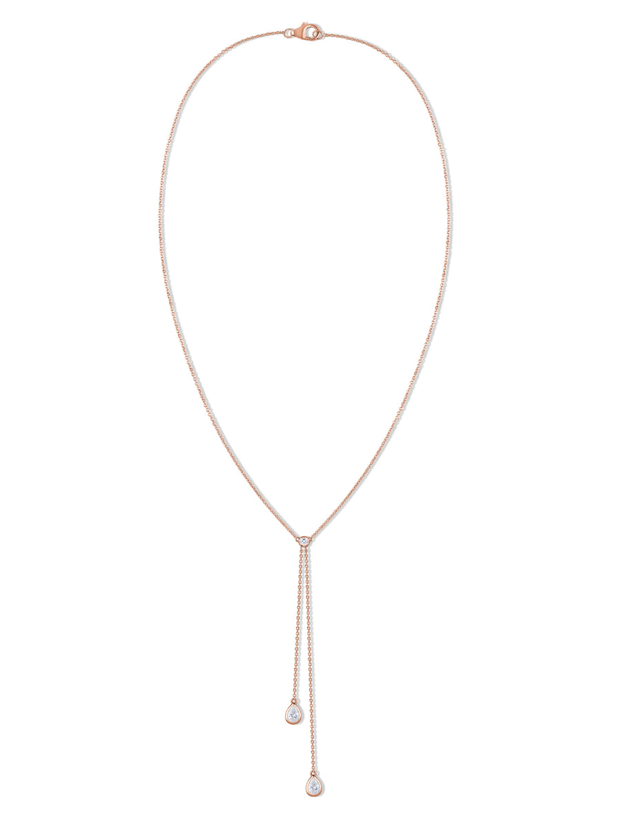Elegant Y Drop Necklace in Rose Gold Finish
