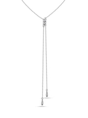 Elegant Double Drop Lariat Necklace in Silver