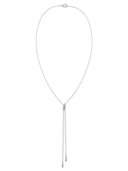 Elegant Double Drop Lariat Necklace in Silver