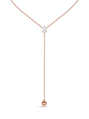 Elegant Y Drop Necklace in Rose Gold Finish