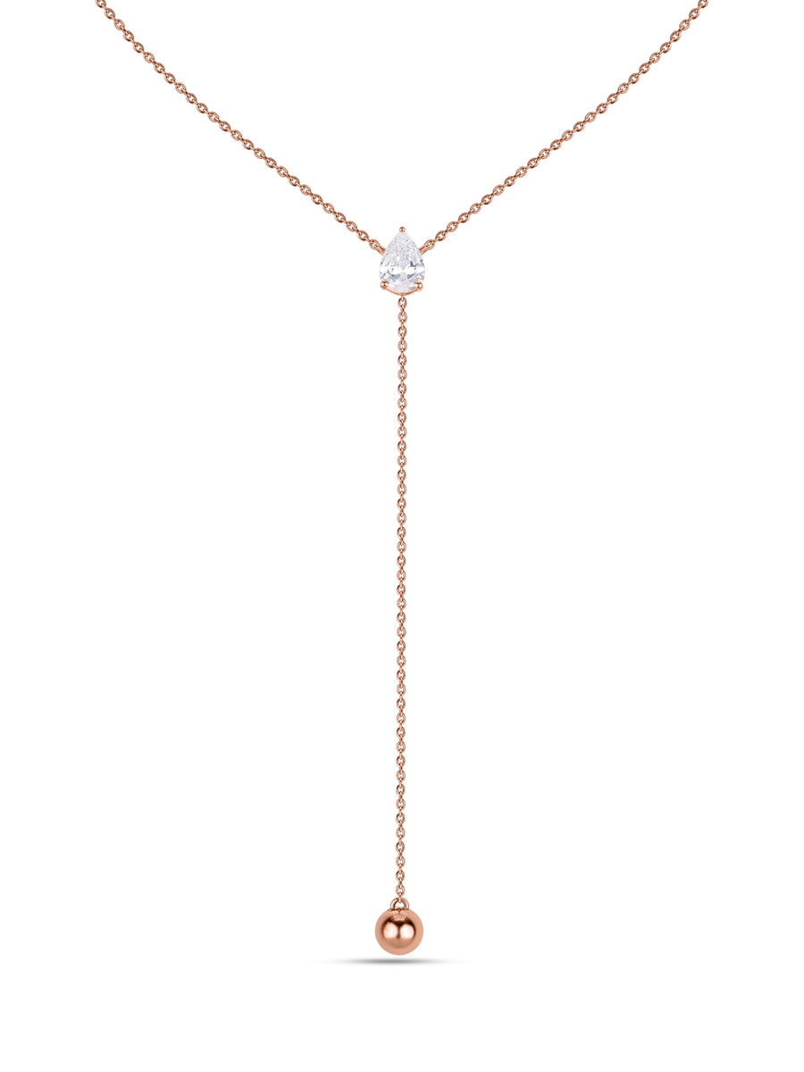 Elegant Y Drop Necklace in Rose Gold Finish