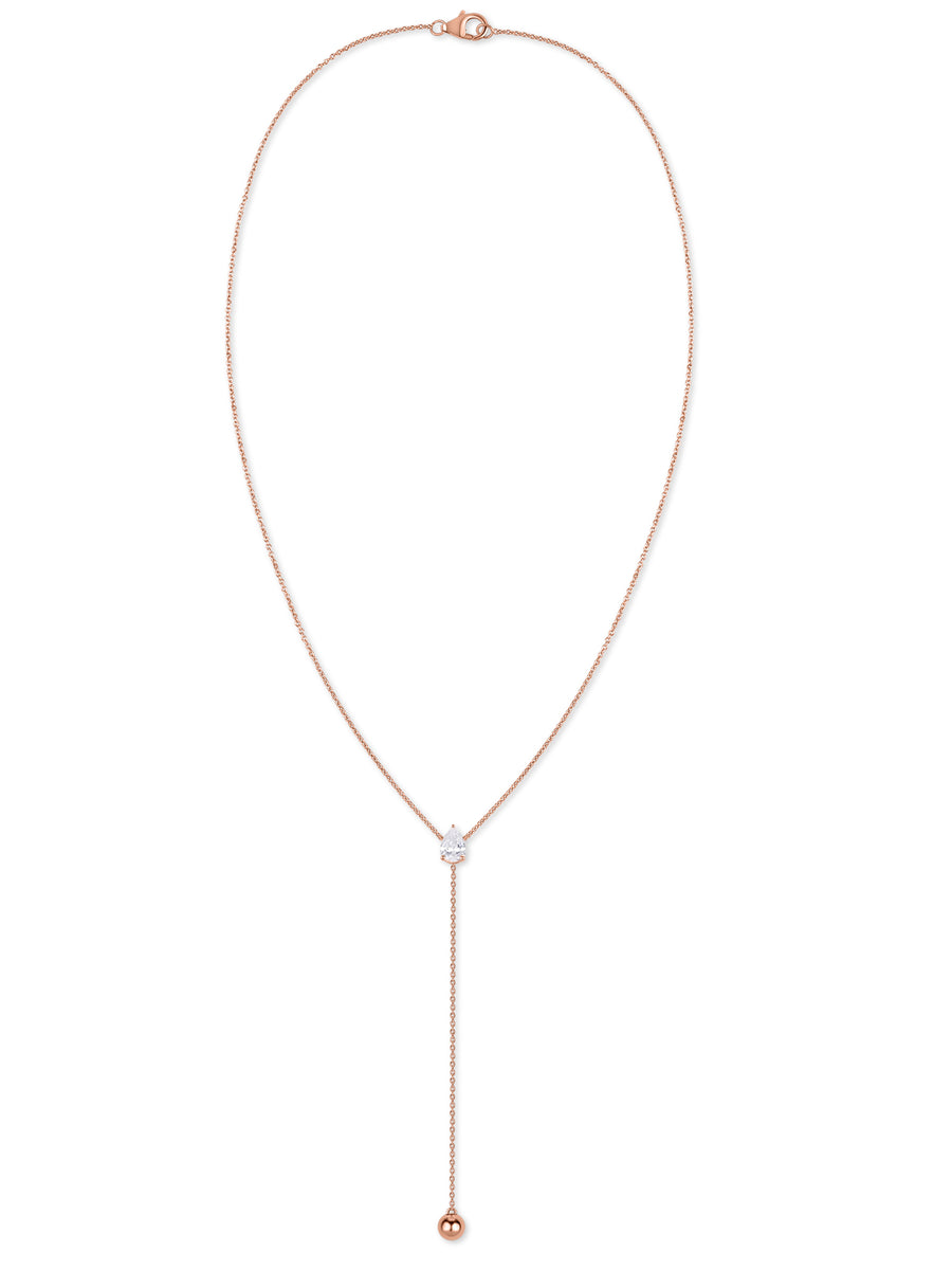 Elegant Y Drop Necklace in Rose Gold Finish