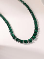 Emerald Horizon Silver Necklace