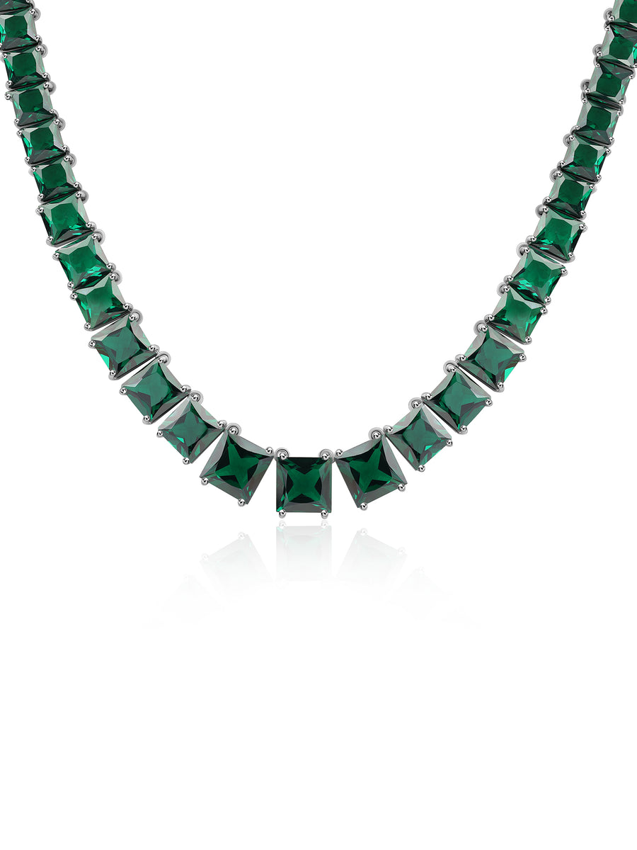 Emerald Horizon Silver Necklace