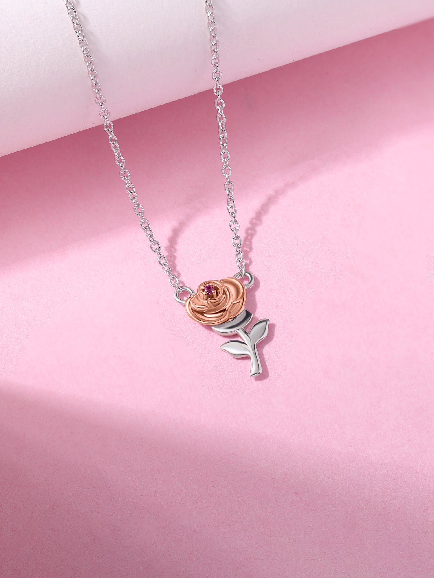 Love in Bloom Rose Silver Valentine Necklace