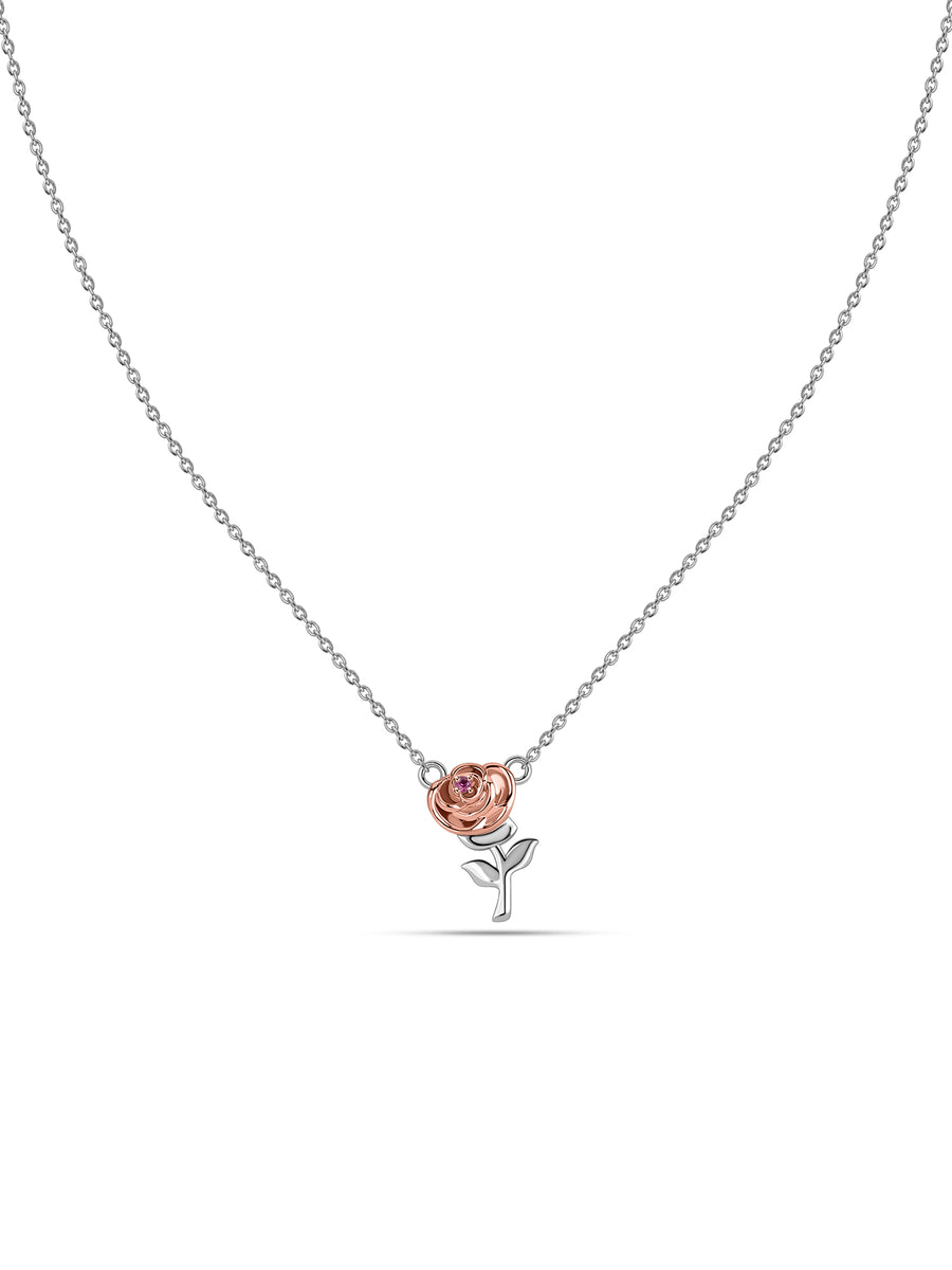 Love in Bloom Rose Silver Valentine Necklace