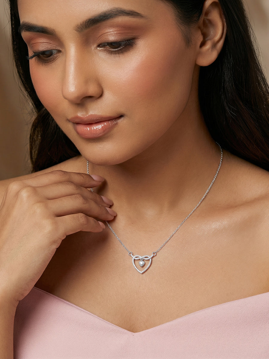 Promise of Love White Heart Silver Necklace