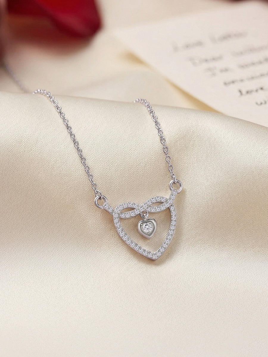 Promise of Love White Heart Silver Necklace