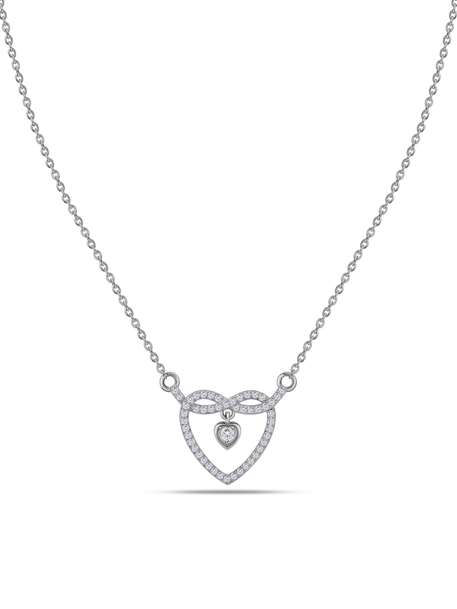 Promise of Love White Heart Silver Necklace