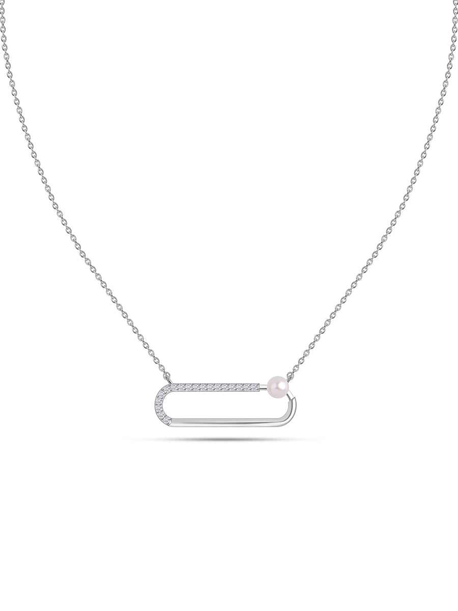Modern Pearl Bar Silver Necklace