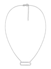 Modern Pearl Bar Silver Necklace