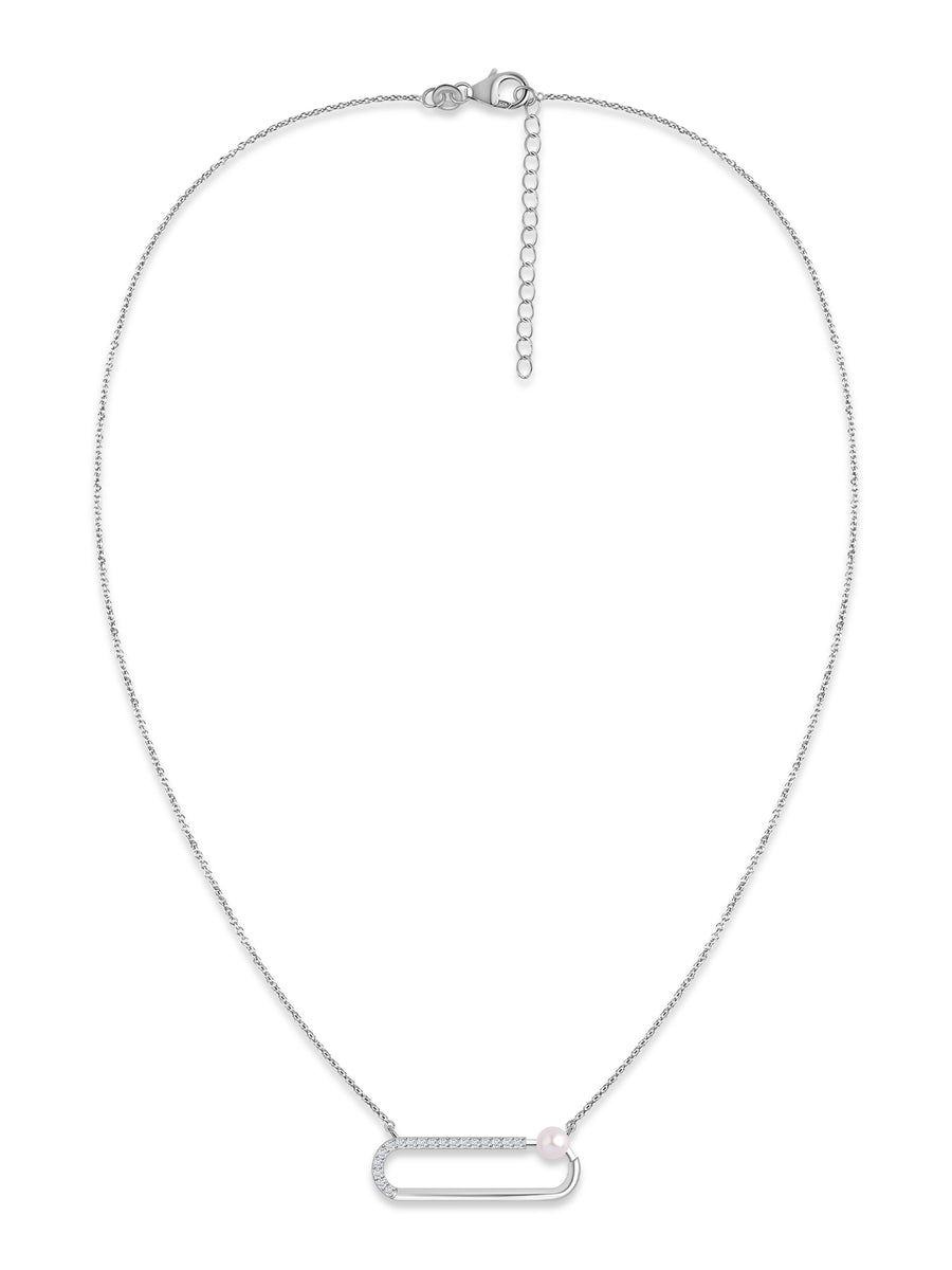 Modern Pearl Bar Silver Necklace
