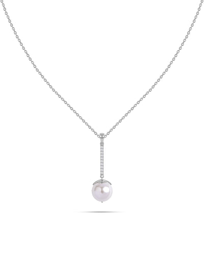 Pearl Drop Glow Silver Necklace