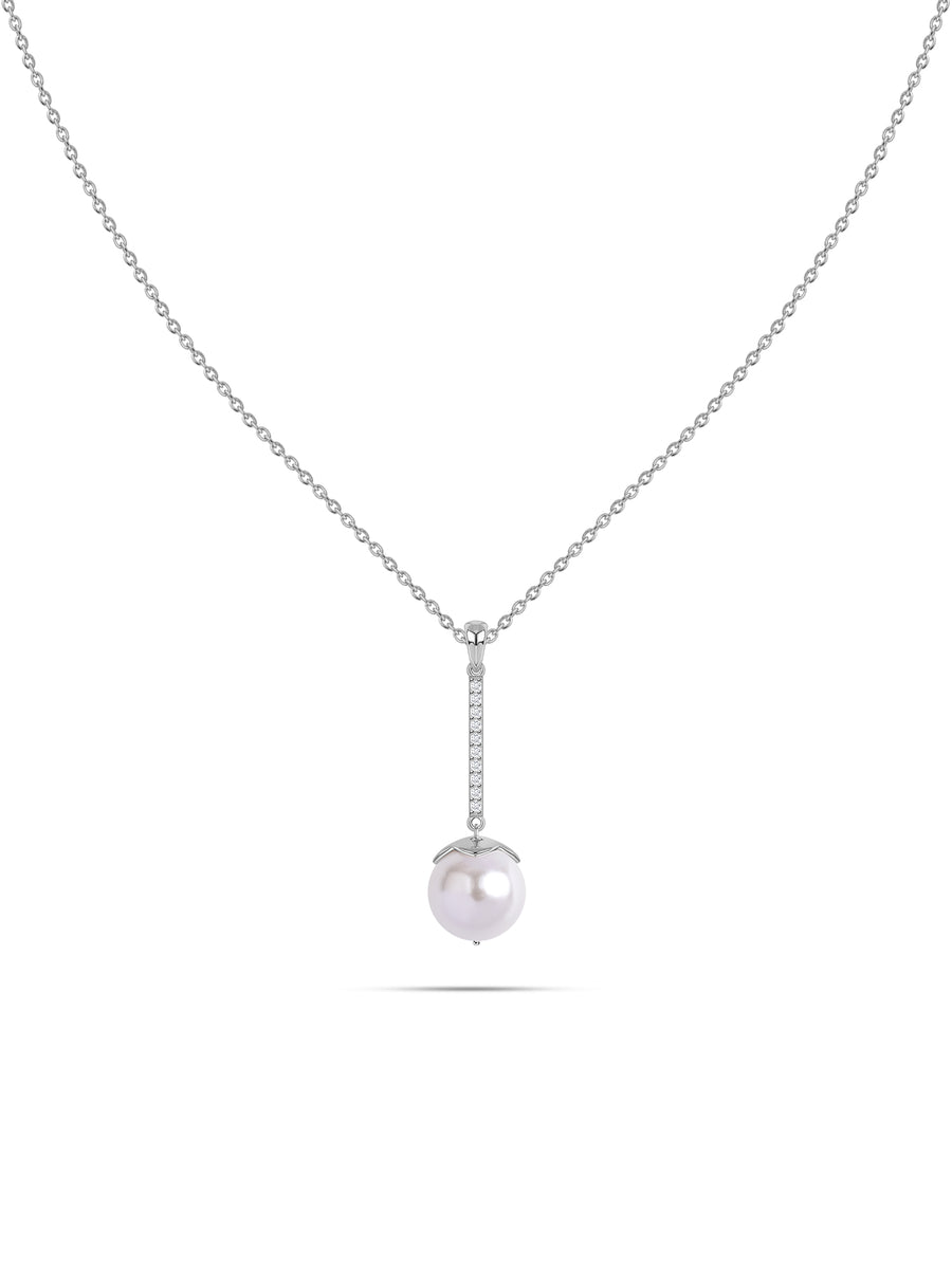 Pearl Drop Glow Silver Necklace