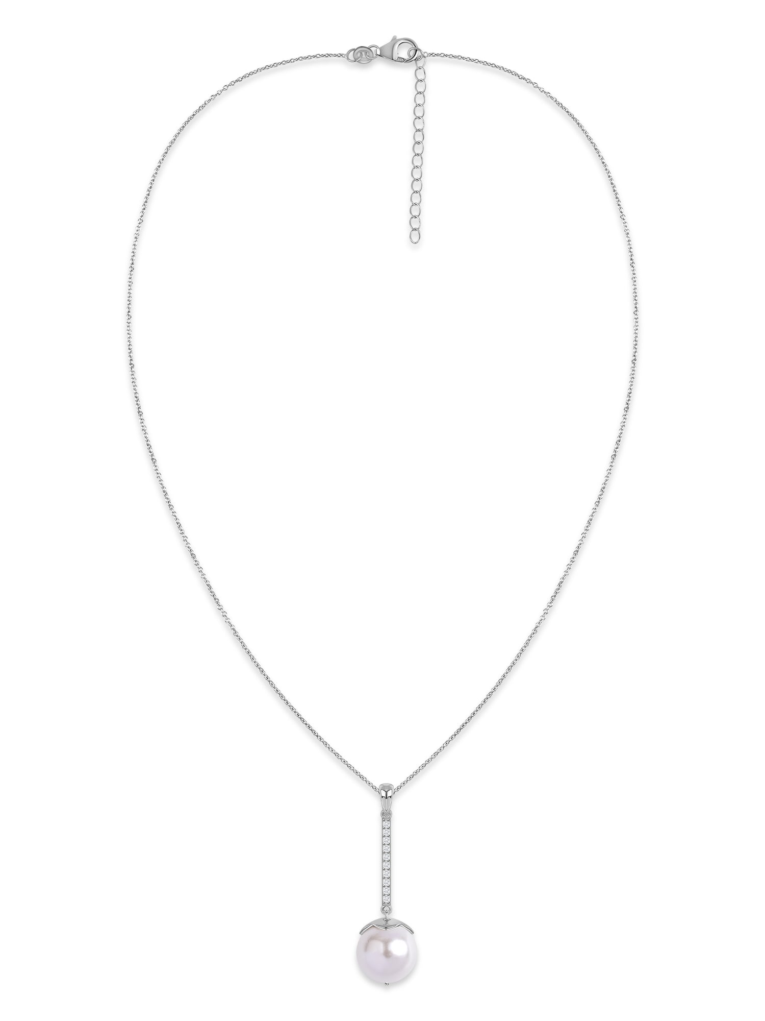 Pearl Drop Glow Silver Necklace