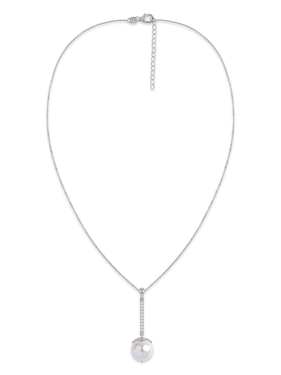 Pearl Drop Glow Silver Necklace