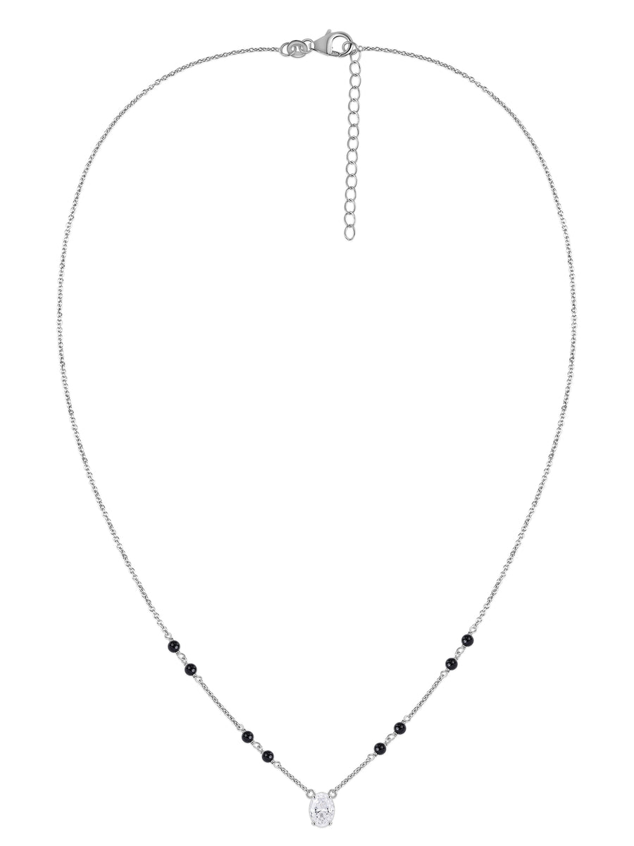 Silver Oval Solitaire American Diamond Mangalsutra