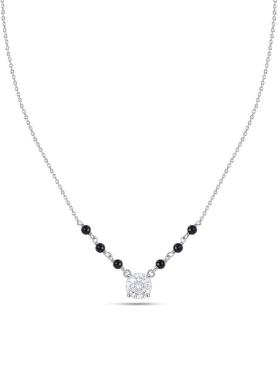 Silver Round Solitaire Pendant Mangalsutra