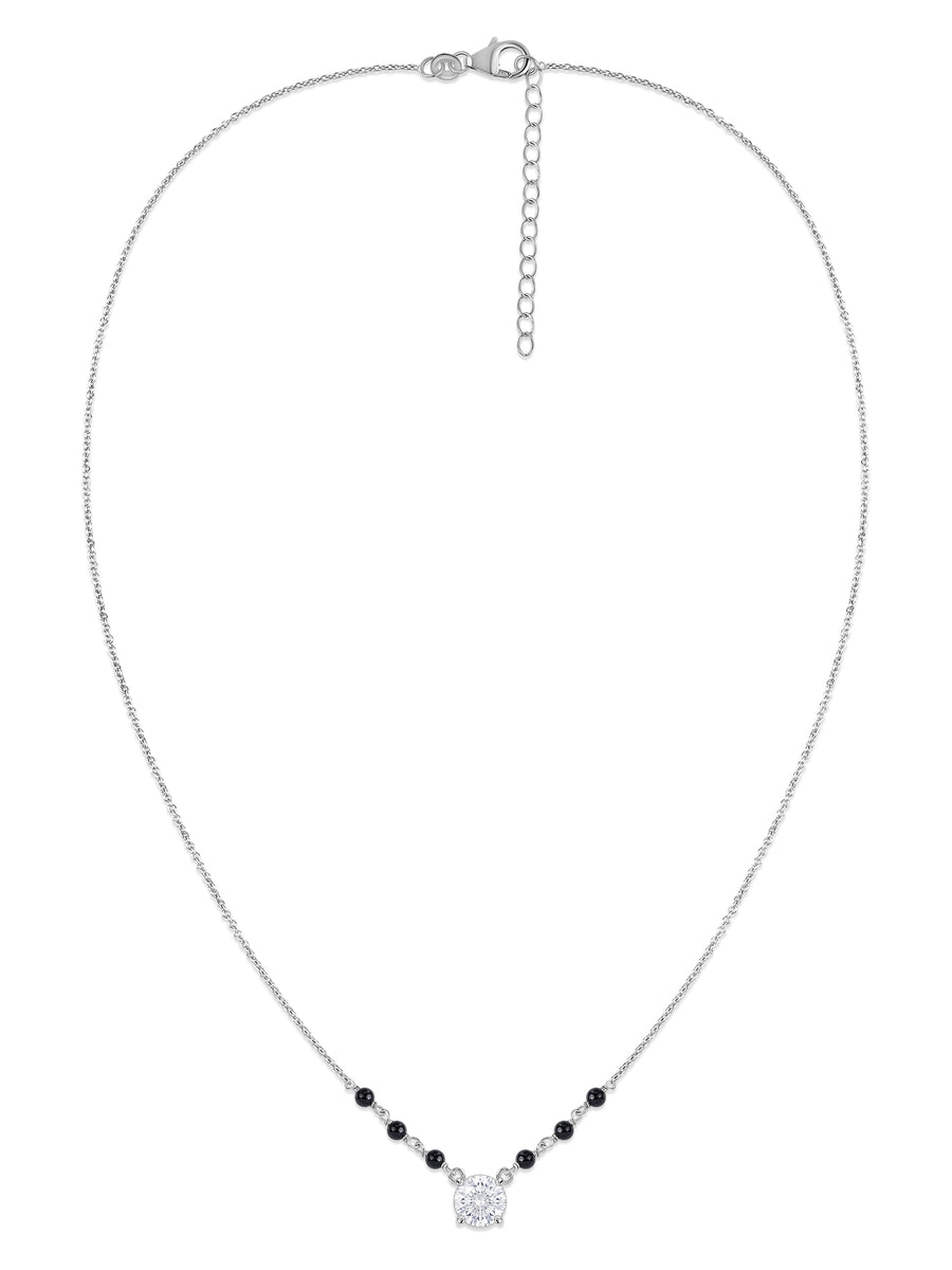 Silver Round Solitaire Pendant Mangalsutra