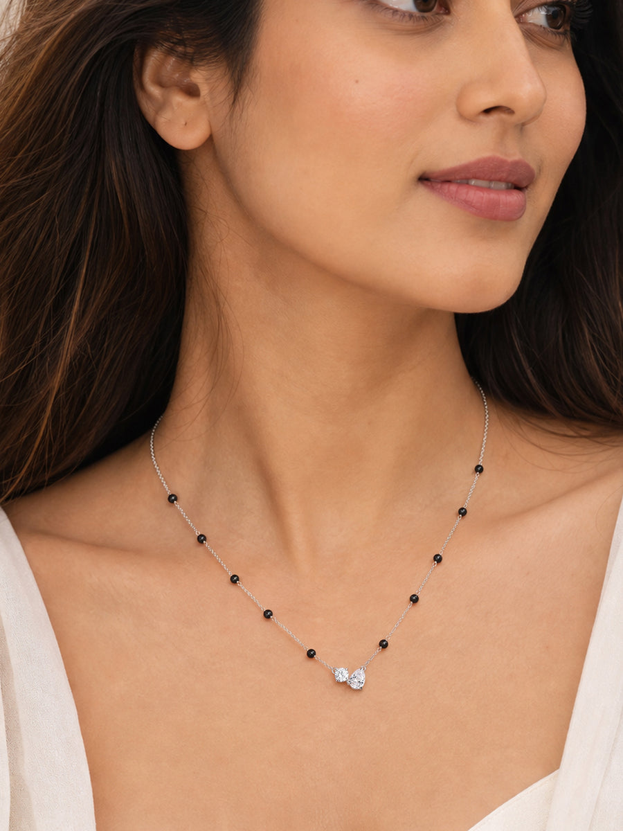 American Diamond Toi et Moi Silver Mangalsutra
