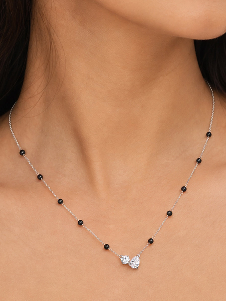 American Diamond Toi et Moi Silver Mangalsutra