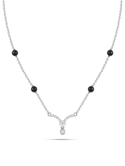 925 Silver Floral V-Shaped Mangalsutra for Women