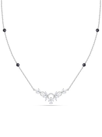 Silver American Diamond Floral Mangalsutra
