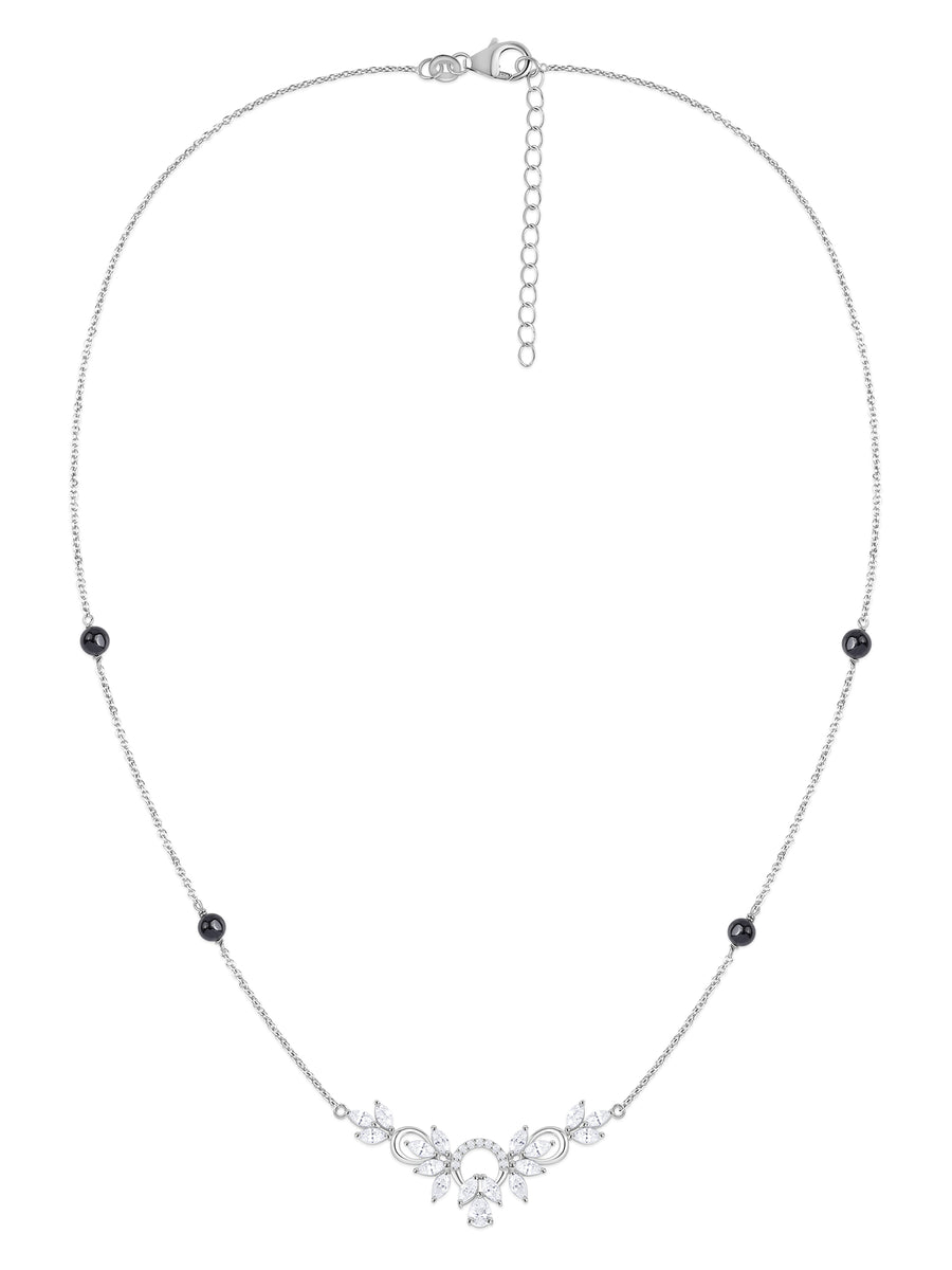Silver American Diamond Floral Mangalsutra